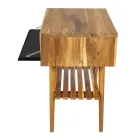 Moderní koupelnová skříňka s dřevěným povrchem a velkou deskou v černé barvě - Gatien Viadurini