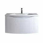 Moderní závěsná koupelnová skříňka s umyvadlovou policí a designovým zrcadlem - Michele Viadurini