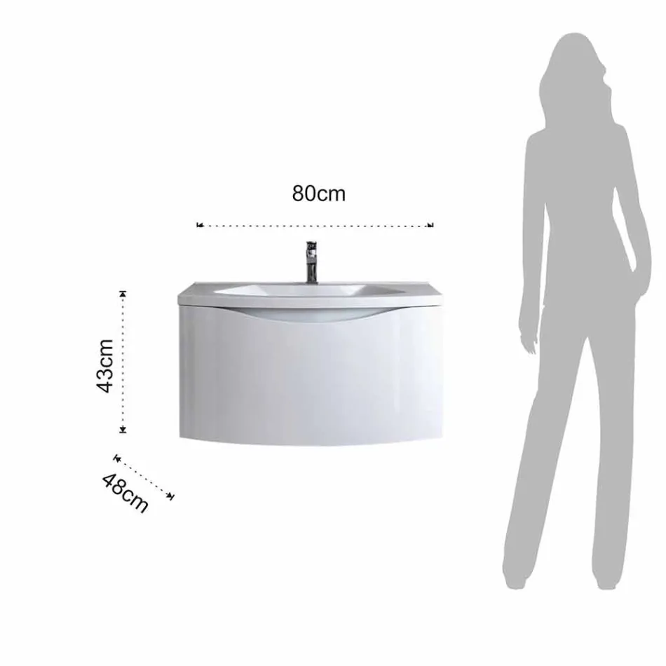 Moderní závěsná koupelnová skříňka s umyvadlovou policí a designovým zrcadlem - Michele Viadurini