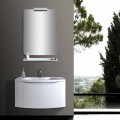 Bílé moderní závěsné koupelnové skříňky s umyvadlem, policí, LED zrcadlem - Michele