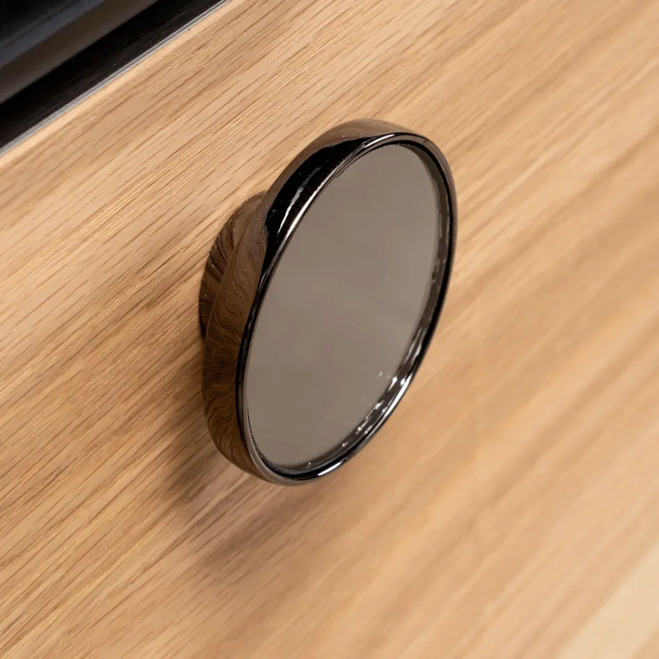 Závěsná koupelnová skříňka 100 cm z tvrzeného skla 8 mm a evropského dubu - Excelsior Viadurini