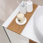 Závěsná koupelnová skříňka 100 cm z tvrzeného skla 8 mm a evropského dubu - Excelsior Viadurini