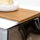 Závěsná koupelnová skříňka 100 cm z tvrzeného skla 8 mm a evropského dubu - Excelsior Viadurini