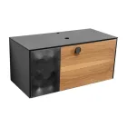 Závěsná koupelnová skříňka 100 cm z tvrzeného skla 8 mm a evropského dubu - Excelsior Viadurini