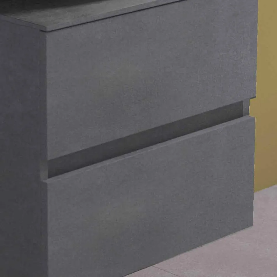 Závěsná koupelnová skříňka s kulatým umyvadlem na desku, moderní design - Dumbo Viadurini