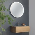 Závěsná koupelnová skříňka se zrcadlem z kovu, dřeva a luxusního křišťálu - Renga