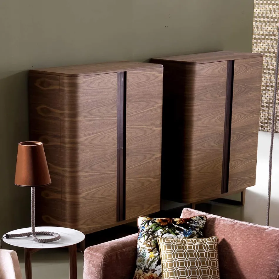 Návrhová skříňka z masivního dřeva York 2A Grilli vyrobená v Itálii Viadurini