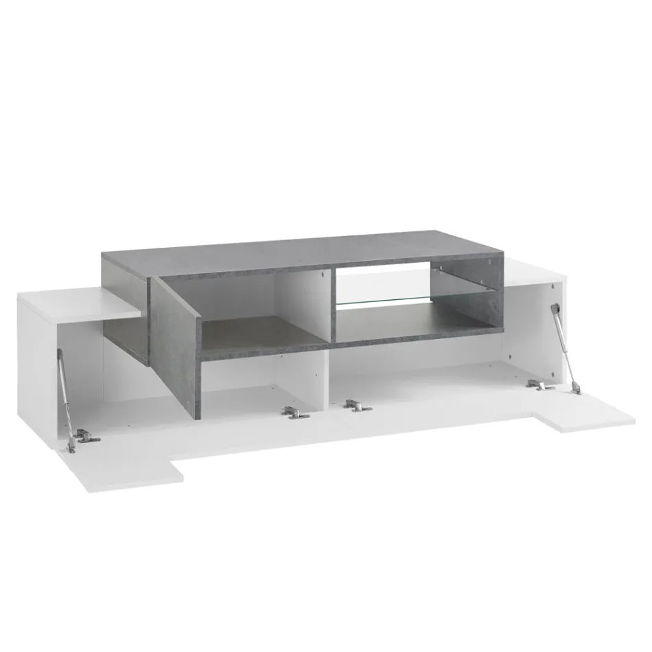 Nízký dřevěný TV stolek Obývací pokoj 3 dveře a otevřený prostor - Theresse Viadurini