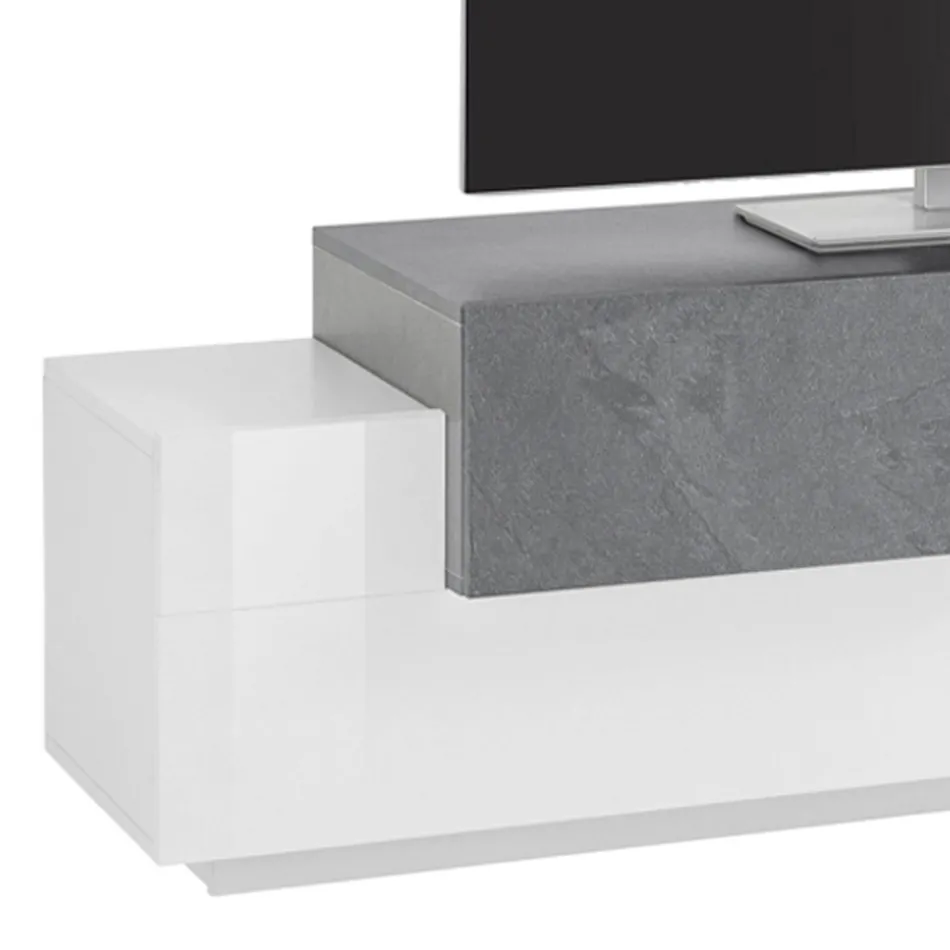 Nízký dřevěný TV stolek Obývací pokoj 3 dveře a otevřený prostor - Theresse Viadurini