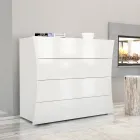 Mobilní bílá zásuvka 4 zásuvky Design z udržitelného dřeva - Sabine Viadurini