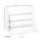 Mobilní bílá zásuvka 4 zásuvky Design z udržitelného dřeva - Sabine Viadurini