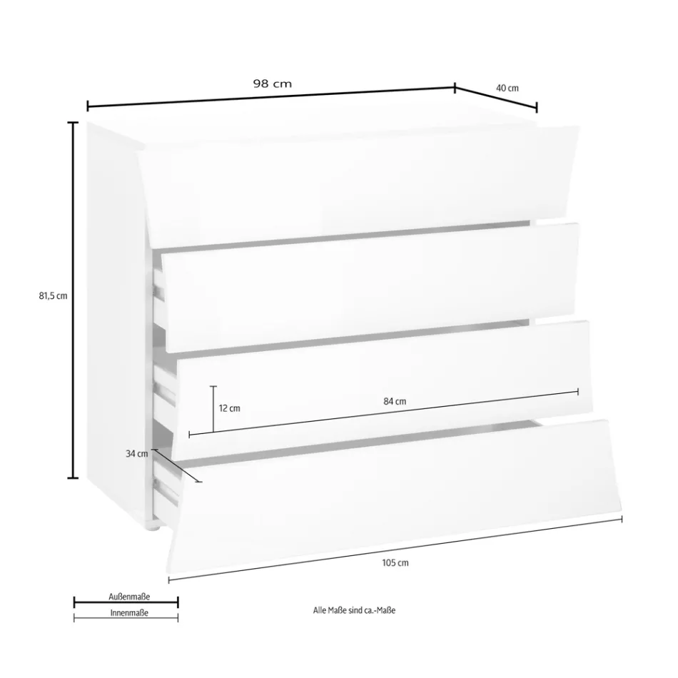 Mobilní bílá zásuvka 4 zásuvky Design z udržitelného dřeva - Sabine Viadurini