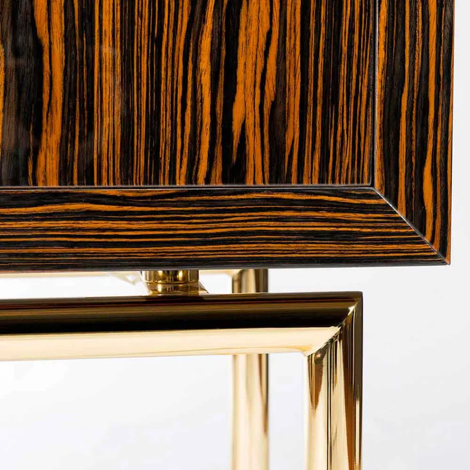 Moderní mobilní kontejner se 4 dveřmi z leštěného ebenového dřeva Ada Viadurini