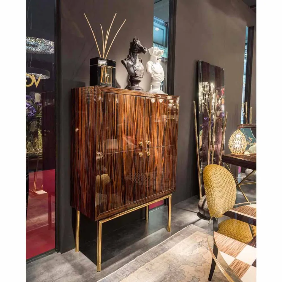 Moderní mobilní kontejner se 4 dveřmi z leštěného ebenového dřeva Ada Viadurini