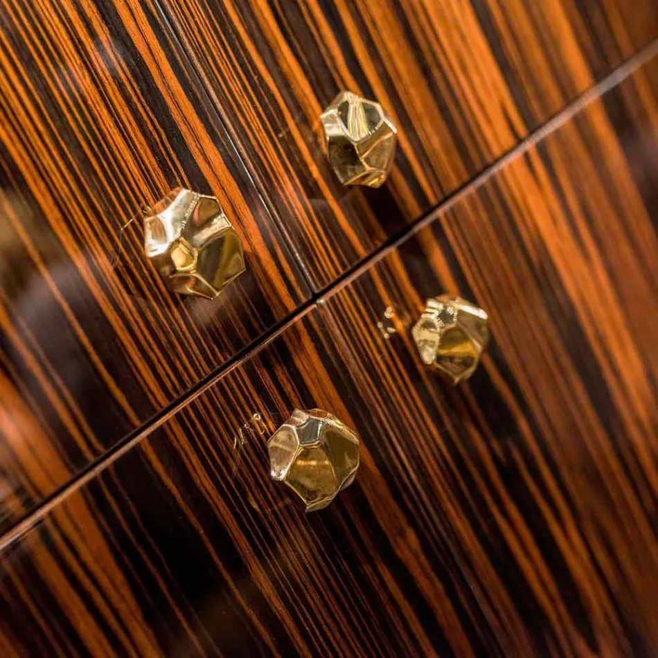 Moderní mobilní kontejner se 4 dveřmi z leštěného ebenového dřeva Ada Viadurini