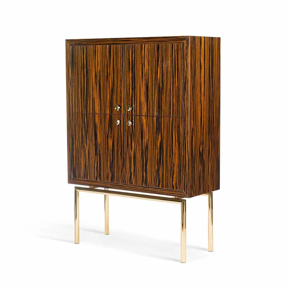 Moderní mobilní kontejner se 4 dveřmi z leštěného ebenového dřeva Ada Viadurini