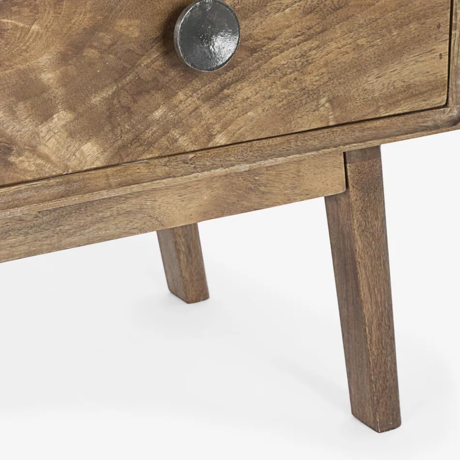 Mobilní příborník se 2 dvířky a 3 zásuvkami z vintage mangovníkového dřeva - Desiderio Viadurini