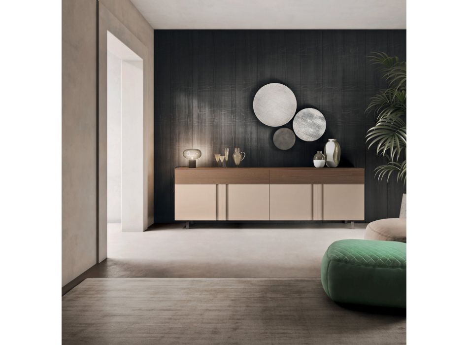 Příborník do obývacího pokoje z ekologického dřeva s luxusními zásuvkami - Serris Viadurini