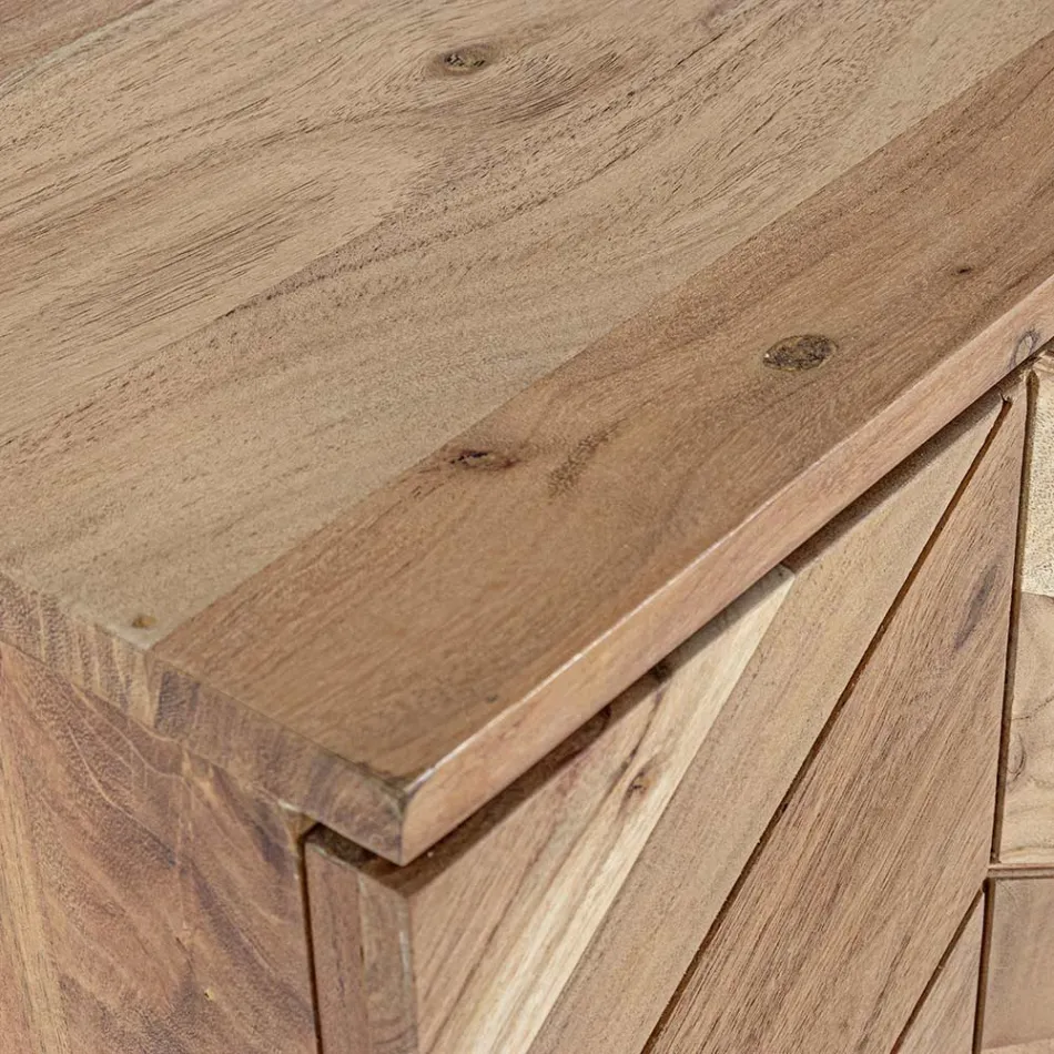 Mobilní příborník z akáciového dřeva 3 Doors etnický design Homemotion - Carla Viadurini