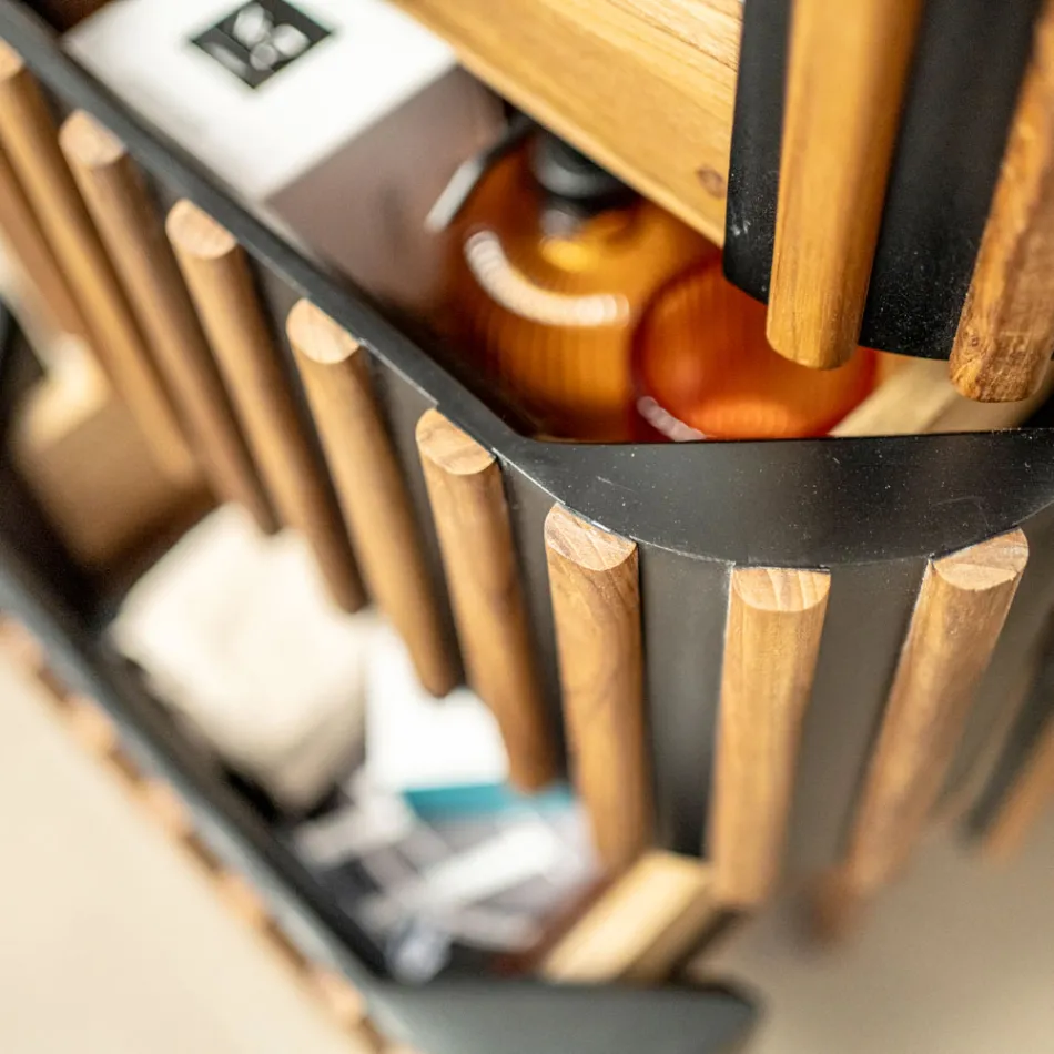 Sloupová koupelnová skříňka z masivního teaku a mahagonu - Plumeria Viadurini