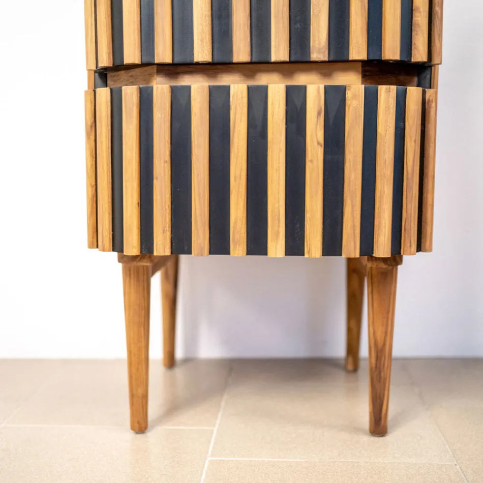 Sloupová koupelnová skříňka z masivního teaku a mahagonu - Plumeria Viadurini