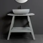 Samostatně stojící koupelnová skříňka s přírodním šedým teakovým povrchem - koňské žíně Viadurini