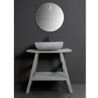 Samostatně stojící koupelnová skříňka s přírodním šedým teakovým povrchem - koňské žíně Viadurini