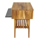 Volně stojící koupelnová skříňka z přírodního teaku s podporou šedé barvy - Gatien Viadurini