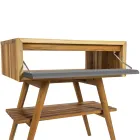 Volně stojící koupelnová skříňka z přírodního teaku s podporou šedé barvy - Gatien Viadurini