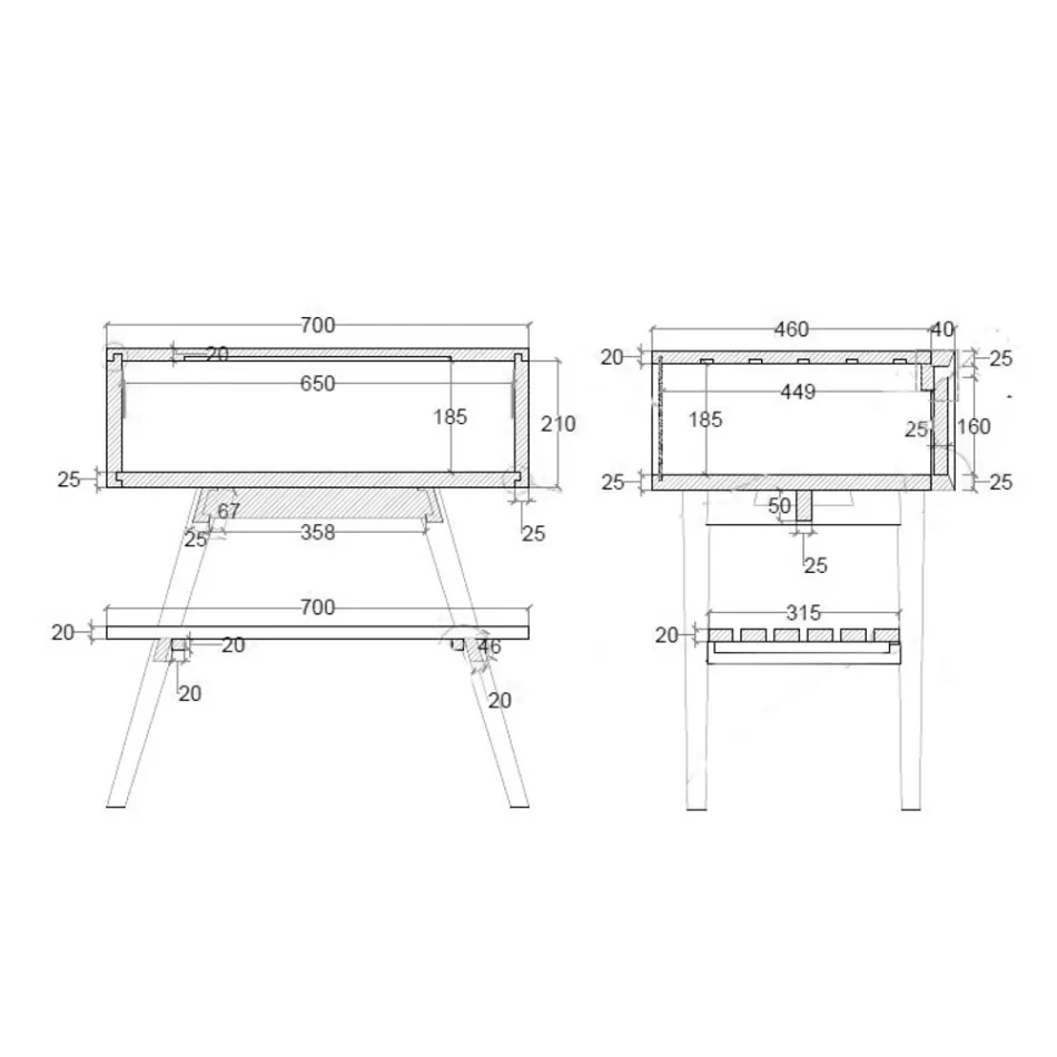 Volně stojící koupelnová skříňka z přírodního teaku s podporou šedé barvy - Gatien Viadurini