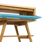 Podlahová modrá koupelnová skříňka z přírodního teaku s barevnou zásuvkou - Gatien Viadurini