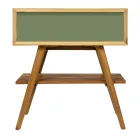 Koupelnová skříňka s dřevěným povrchem a komoda v zelené barvě - Gatien Viadurini