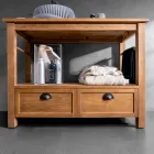 Samostatně stojící koupelnová skříňka z teaku se dvěma zásuvkami - keře Viadurini