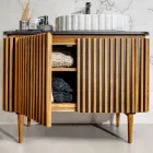 Ručně vyráběná koupelnová skříňka z masivního teaku a mahagonu - Heliconia Viadurini