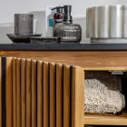 Ručně vyráběná koupelnová skříňka z masivního teaku a mahagonu - Heliconia Viadurini