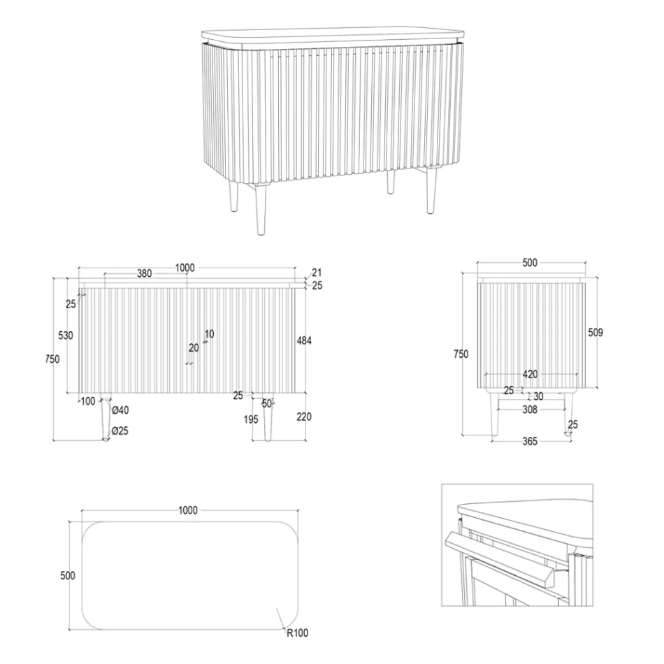 Ručně vyráběná koupelnová skříňka z masivního teaku a mahagonu - Heliconia Viadurini