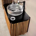 Ručně vyráběná koupelnová skříňka z masivního teaku a mahagonu - Heliconia Viadurini