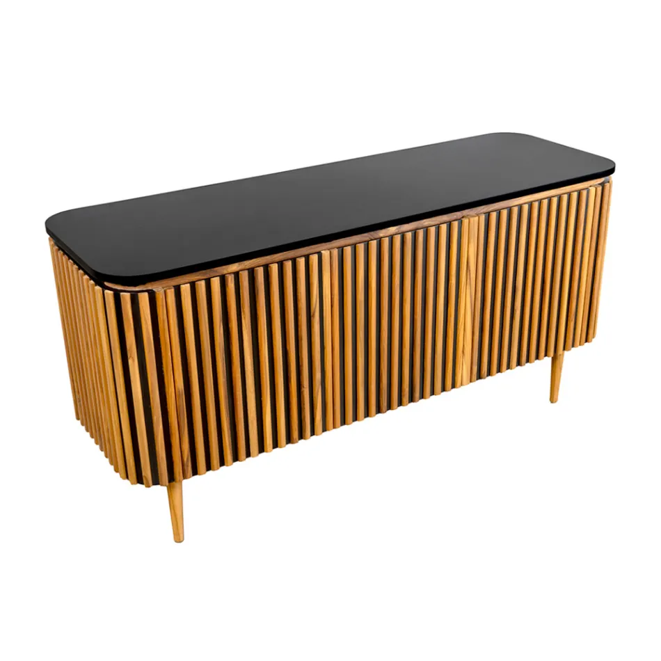 Ručně vyráběná koupelnová skříňka z masivního teaku a mahagonu - Heliconia Viadurini