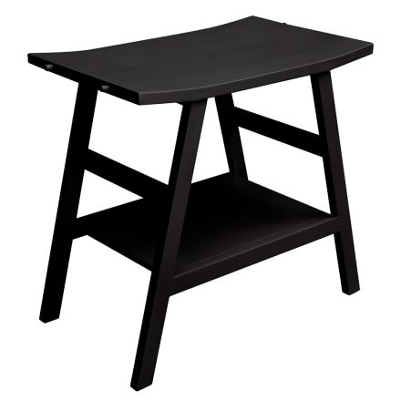 Moderní teaková koupelnová skříňka s matnou černou deskou a podpěrou - Crina Viadurini