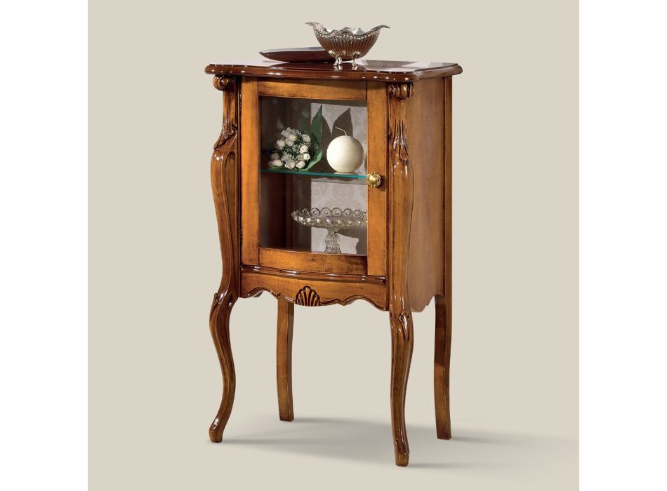 Klasický nábytek do obývacího pokoje s 1 skleněnými nebo dřevěnými dvířky vyrobený v Itálii - Londýn Viadurini