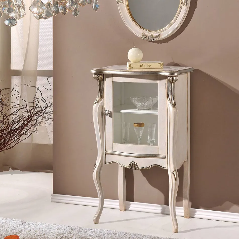 Klasický nábytek do obývacího pokoje s 1 skleněnými nebo dřevěnými dvířky vyrobený v Itálii - Londýn Viadurini