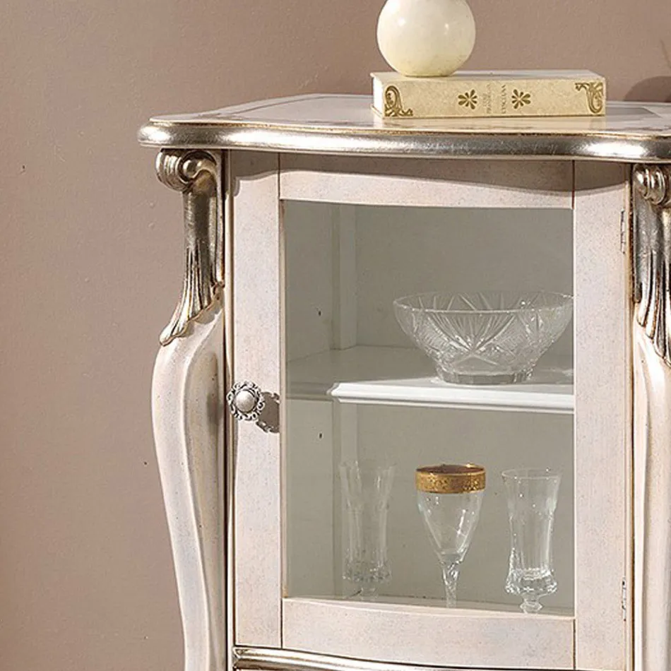 Klasický nábytek do obývacího pokoje s 1 skleněnými nebo dřevěnými dvířky vyrobený v Itálii - Londýn Viadurini