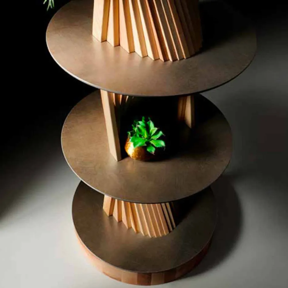 Designový dřevěný nábytek s kulatými policemi v Gresu vyrobený v Itálii - Aspide Viadurini