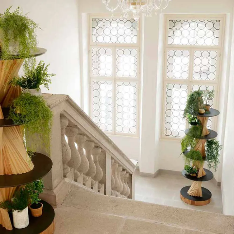 Designový dřevěný nábytek s kulatými policemi v Gresu vyrobený v Itálii - Aspide Viadurini