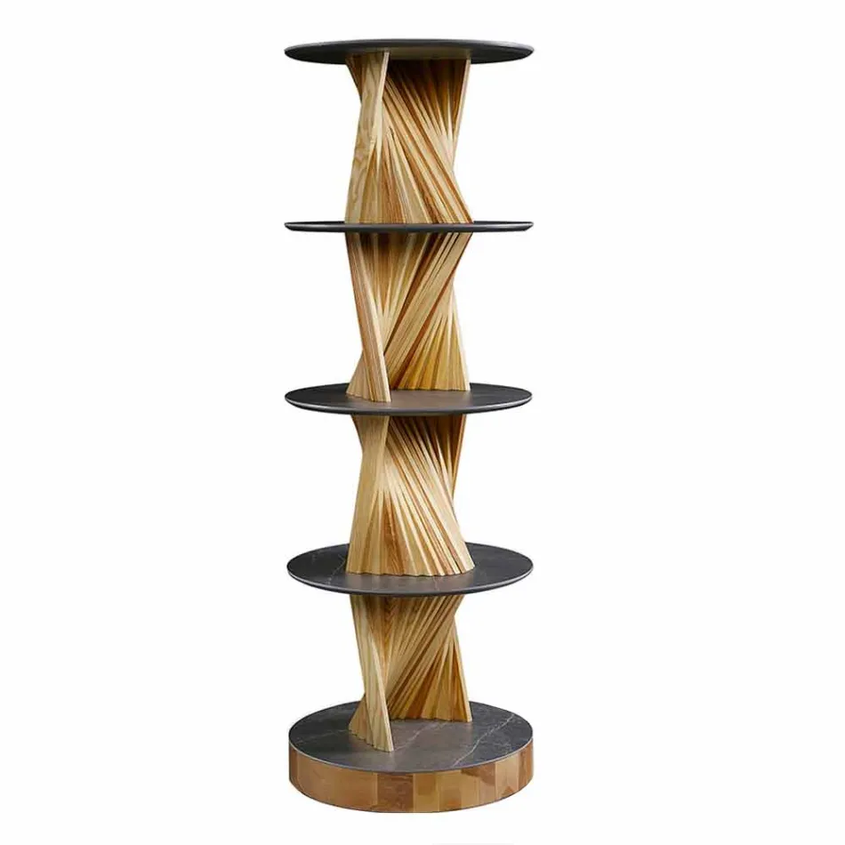 Designový dřevěný nábytek s kulatými policemi v Gresu vyrobený v Itálii - Aspide Viadurini