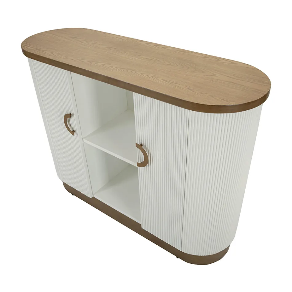 Dřevěná skříňka s horními a zaoblenými vložkami se 2 dvířky a 2 policemi - Rachel Viadurini
