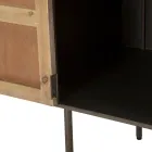 Skříň z jedlového dřeva a šedé litiny se 3 zásuvkami a 2 dvířky - Cooper Viadurini