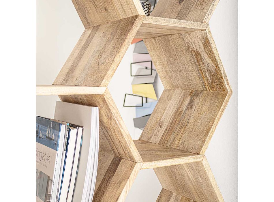 Knihovna do obývacího pokoje v designu voštinové z mangovníkového dřeva - Carida Viadurini
