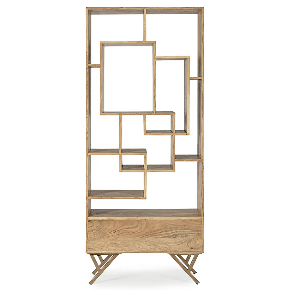 Knihovna do obývacího pokoje z akáciového dřeva a zásuvka Homemotion - Auriel Viadurini