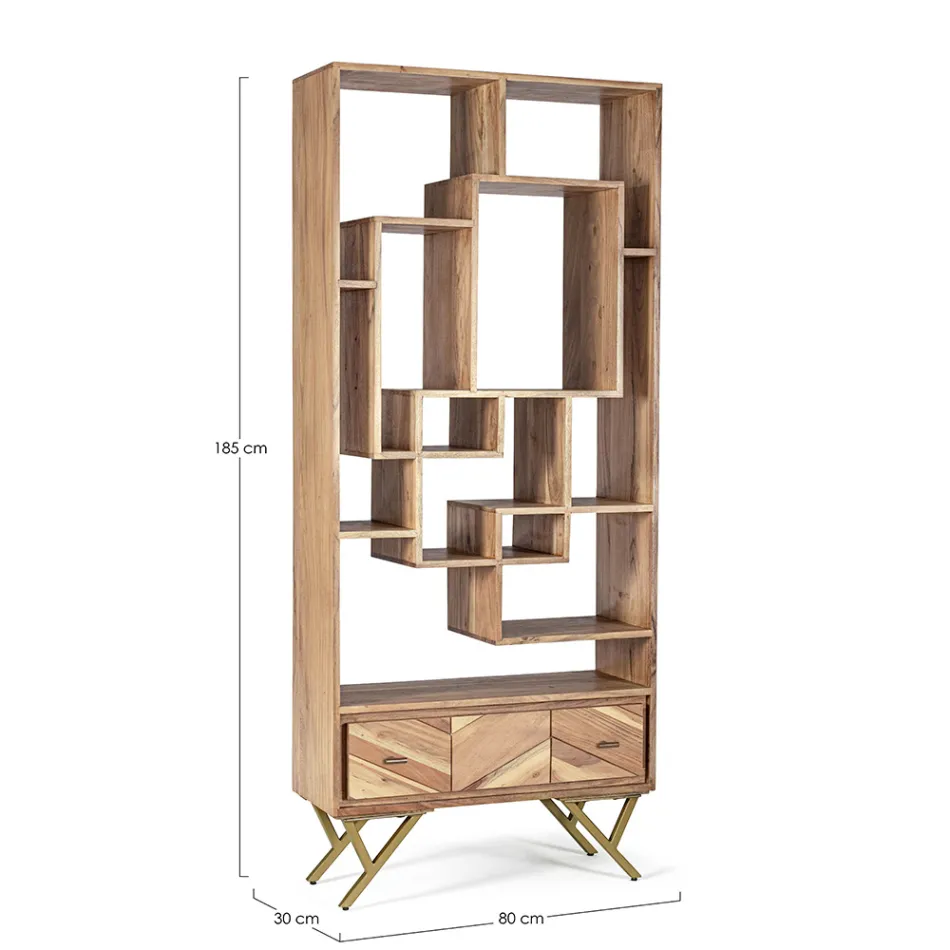 Knihovna do obývacího pokoje z akáciového dřeva a zásuvka Homemotion - Auriel Viadurini